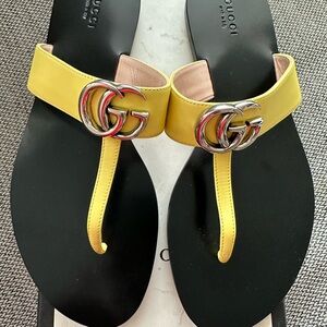 Gucci Yellow Sandals with Silver GG Logo